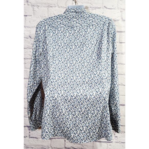 COOFANDY Blue Floral Button Down Long Sleeves Large Shirt Regualr Fit NWOT - Picture 4 of 6